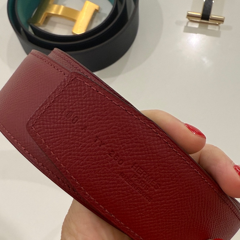 Hermès red and black mens belt strap authentic